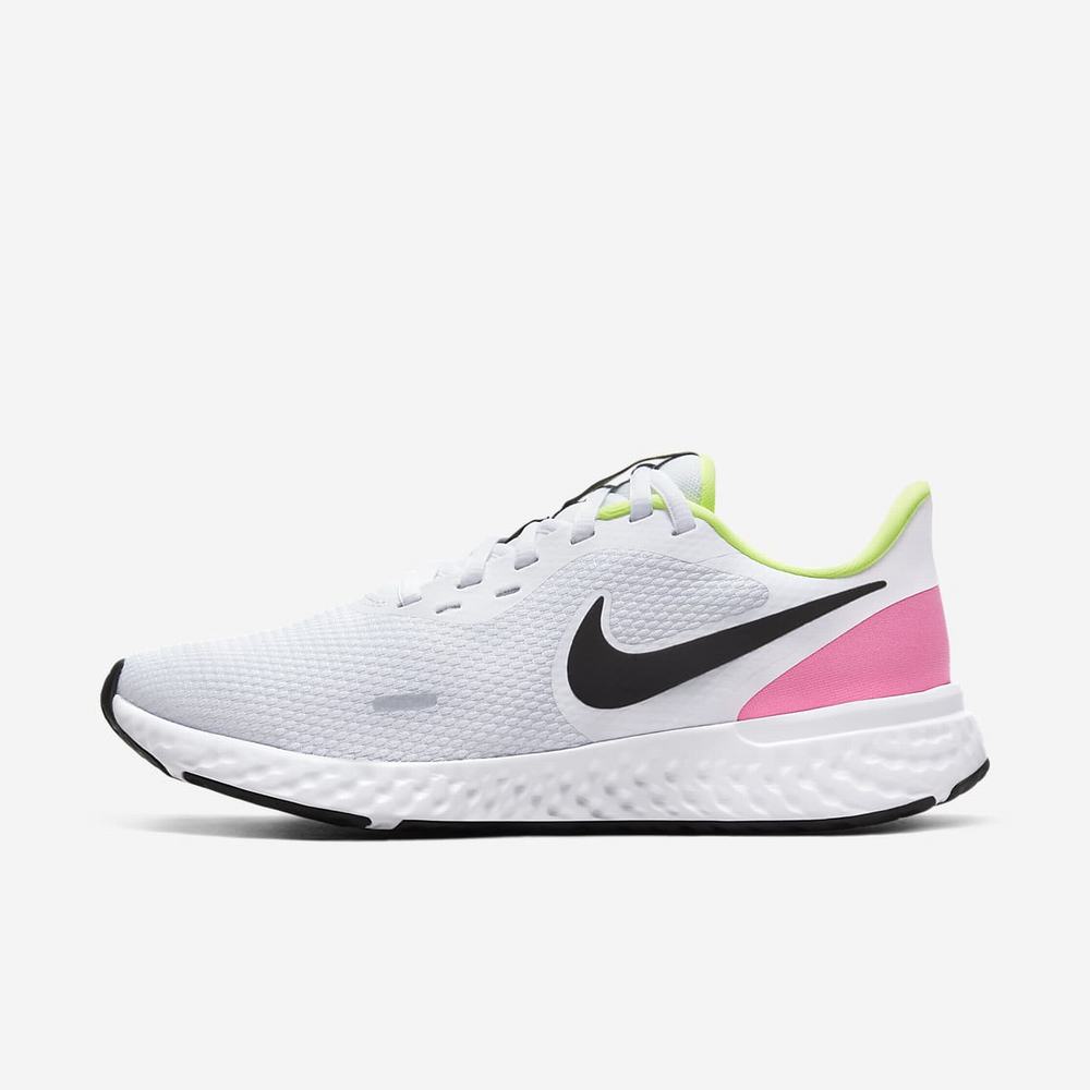 Chaussure De Running Nike Revolution 5 Blanche 9738-451 White/Volt/Pink Glow/Black Femme | EJH-14569684